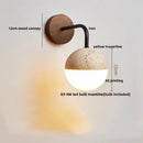 GobekUsa Japanese LED Wall Lamp, Pull Chain Switch, Yellow Travertine Glass, White Shade
