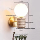 GobekUsa Japanese LED Wall Lamp, Pull Chain Switch, Yellow Travertine Glass, White Shade