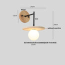 GobekUsa Japanese LED Wall Lamp, Pull Chain Switch, Yellow Travertine Glass, White Shade