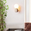 GobekUsa Japanese LED Wall Lamp, Pull Chain Switch, Yellow Travertine Glass, White Shade