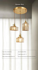 Japanese Vintage Glass Pendant Light in Polished Brass