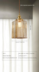Japanese Vintage Glass Pendant Light in Polished Brass