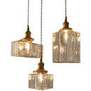 Japanese Vintage Glass Pendant Light in Polished Brass