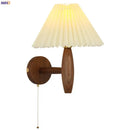GobekUsa Cream PVC LED Wall Lamps Japanese Walnut Wood Applique Murale