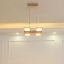 GobekUsa Japanese Wood Square LED Pendant Light- Modern Restaurant & Island Lighting with Acrylic Shade
