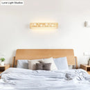 GobekUsa Japanese Style Wooden Flower Wall Lamp with Shelf & Beige LED Sconce Light