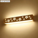 GobekUsa Japanese Style Wooden Flower Wall Lamp with Shelf & Beige LED Sconce Light
