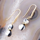 Agate Black and White Neutrals Golden Drop Earrings