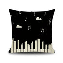 Jazz letter notes piano graphic linen cushion cover living room decor by Decorbites