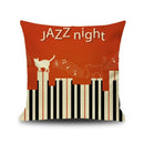 Jazz letter notes piano graphic linen cushion cover living room decor by Decorbites