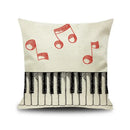 Jazz letter notes piano graphic linen cushion cover living room decor by Decorbites