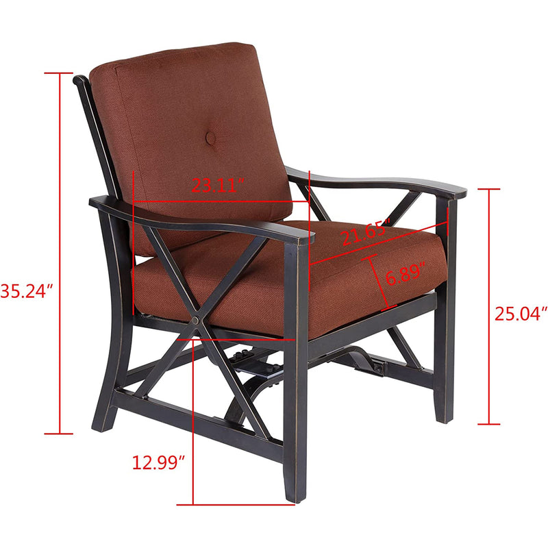 Aluminum Deep Seating Rocking Club Chairs in Antique Copper (set of 2)