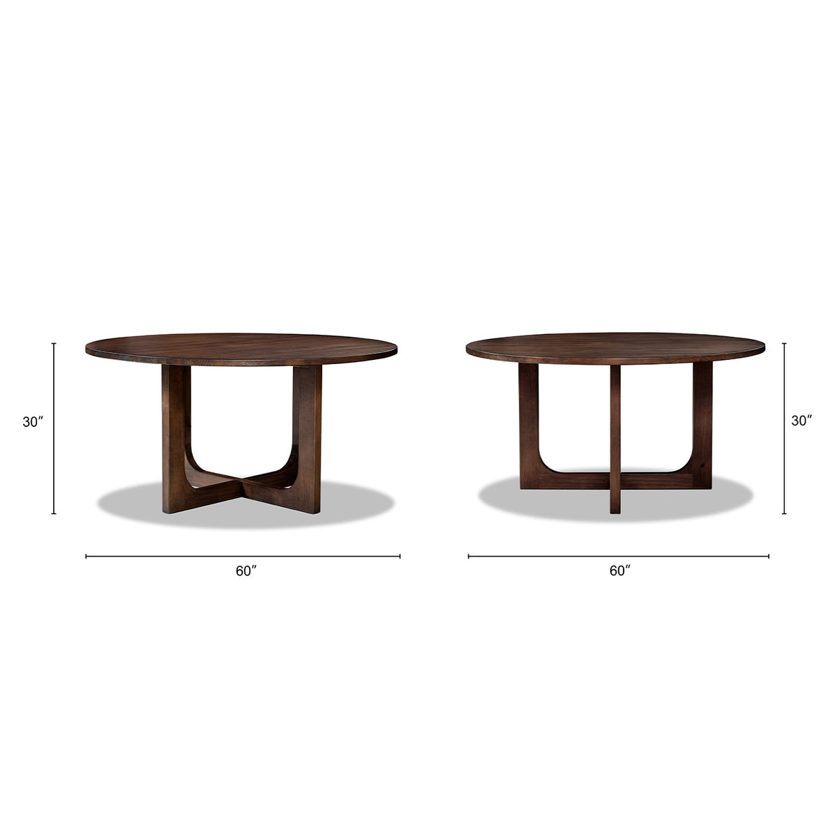 Reclaimed Pine Modern Round Dining Table with Intersecting Base - 60 Inch, photo 10 of 10