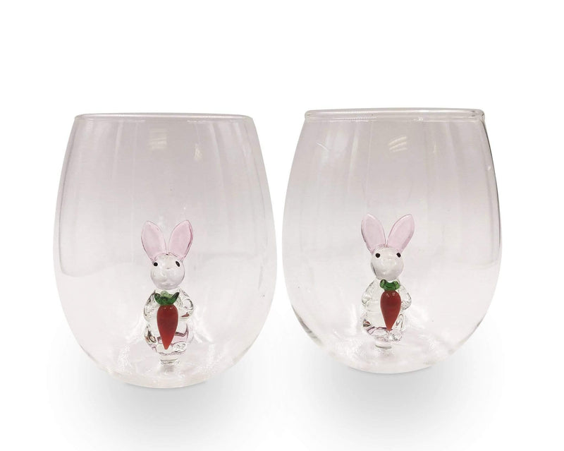 3D Easter Bunny Stemless Wine Glasses