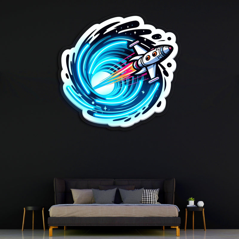 Space Jet UV Printed Neon, Neon Wall Art, Neon Light Sign, Custom Neon Sign, UV Print Neon Sign, Acrylic Neon Sign, Housewarming Gifts