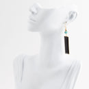 Jett Black Onyx Linear Golden Drop Earrings