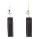 Jett Black Onyx Linear Golden Drop Earrings