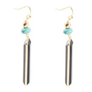 Jett Black Onyx Linear Golden Drop Earrings