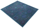 Jewel Custom Made Traditional Overdyed Blue Hand Tufted Wool Rug