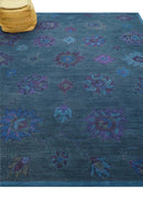Jewel Custom Made Traditional Overdyed Blue Hand Tufted Wool Rug