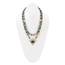 Jeweled Tyger's Eye and Green Onyx Golden Pendant Necklaces