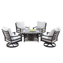 Aluminum 48-in Rectangular Patio Fire Table and Swivel Rocker Set