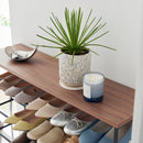 Rolling Five-Tier Shoe Rack (34.25" H)  - Steel + Wood
