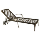 Modern Aluminum Bronze Patio Chaise Lounge with Wheels and Cushion