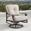 Aluminum 42-in Square Patio Fire Table Set with Swivel Rocking Chairs