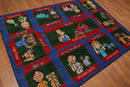 5'6" x 7'6" Inside Outside 100% Nylon Full Pile Play Area Rug Blue