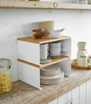 Stackable Countertop Shelf - Two Sizes - Steel + Wood by Yamazaki Home