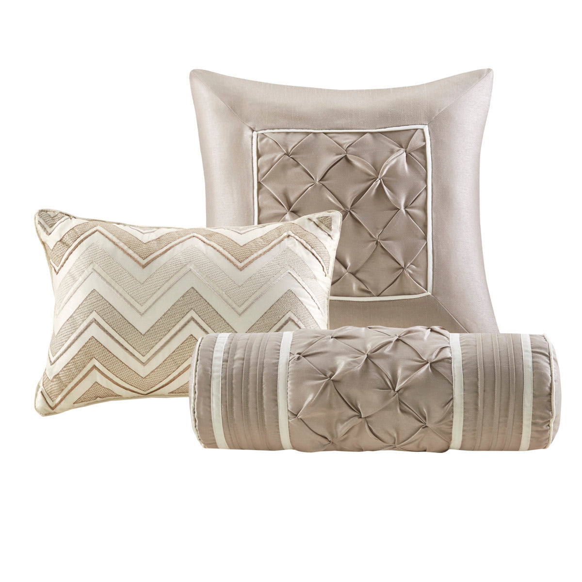 7 Piece Tufted Comforter Set Ivory Queen, photo 4 of 13