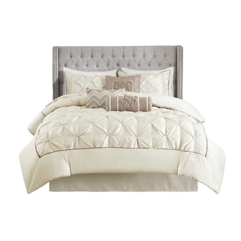 7 Piece Tufted Comforter Set Ivory Queen, photo 7 of 13
