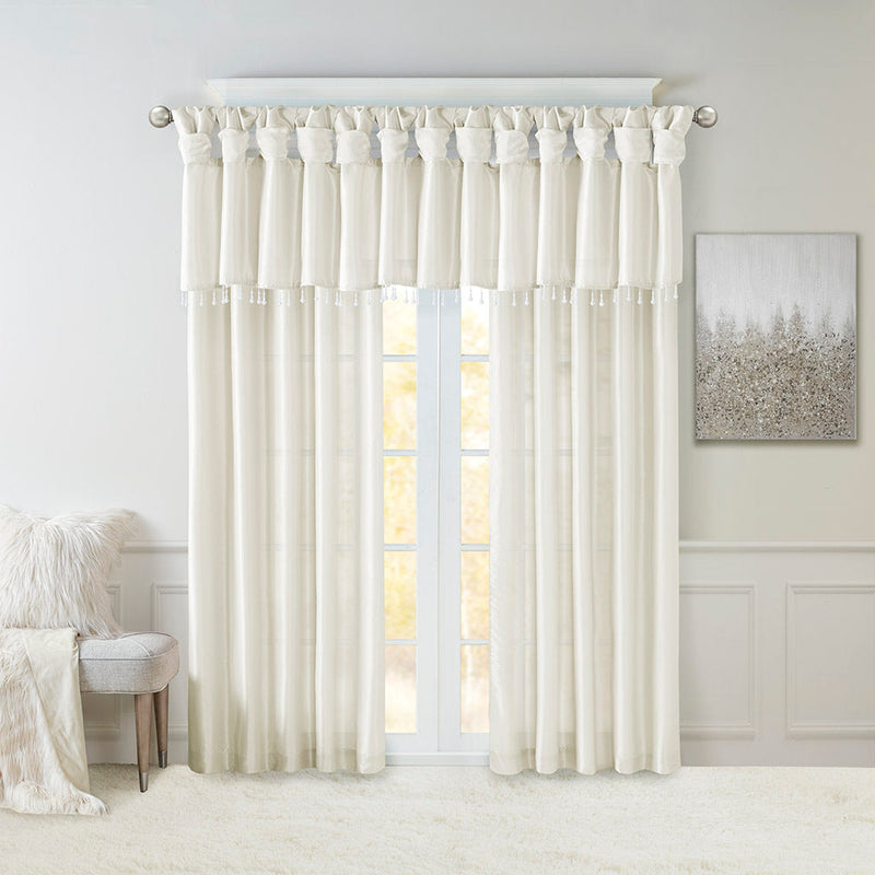 Twist Tab Lined Window Curtain Panel White 50x84, photo 10 of 15