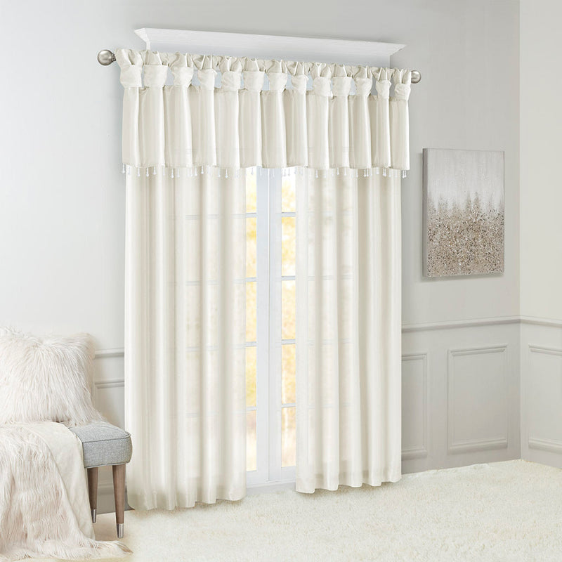 Twist Tab Lined Window Curtain Panel White 50x84, photo 11 of 15