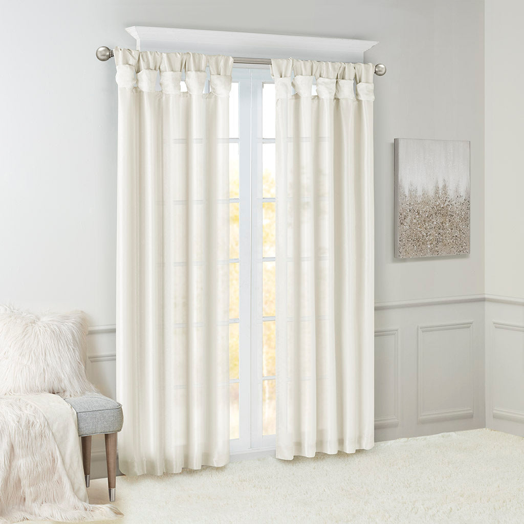 Twist Tab Lined Window Curtain Panel White 50x84, photo 2 of 15