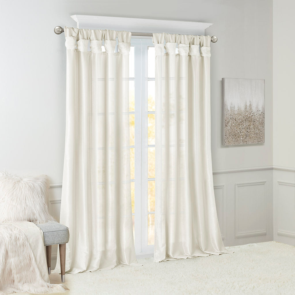 Twist Tab Lined Window Curtain Panel White 50x84, photo 5 of 15