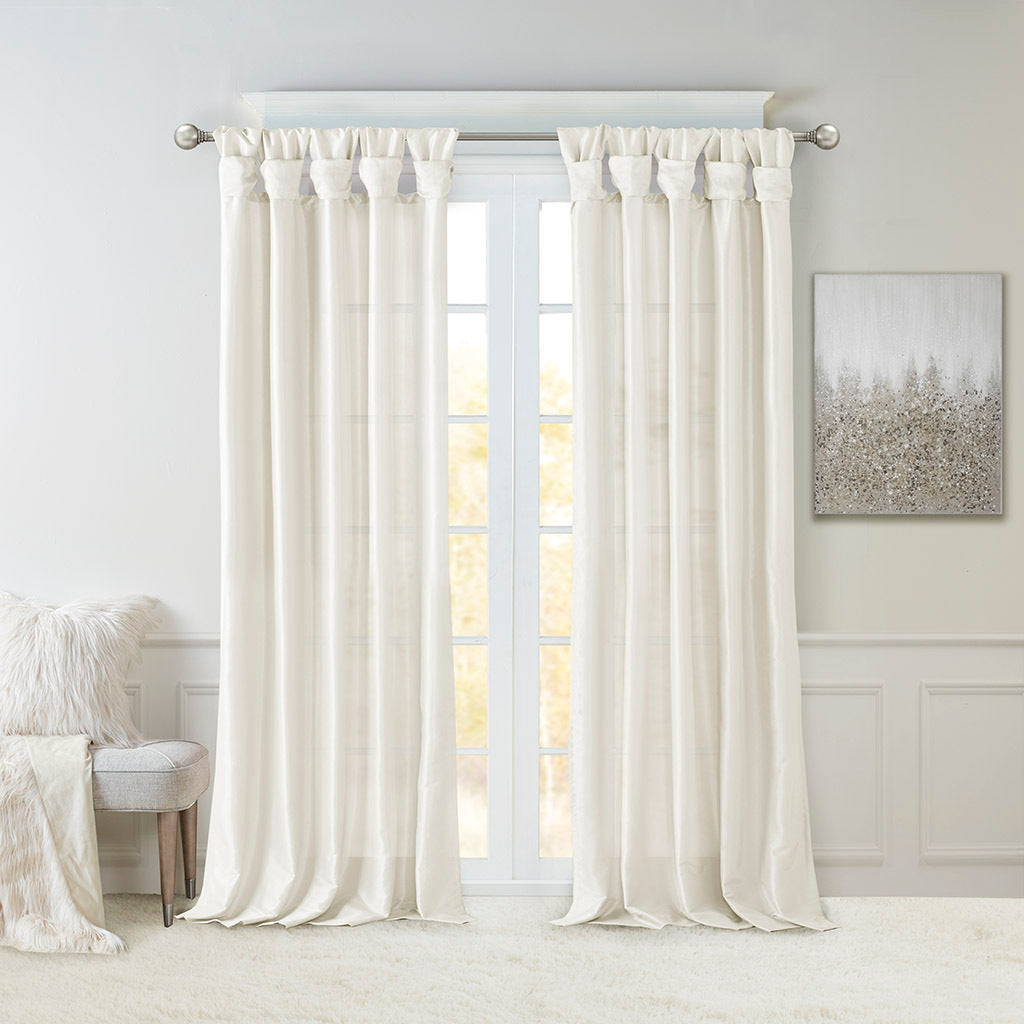 Twist Tab Lined Window Curtain Panel White 50x84, photo 7 of 15