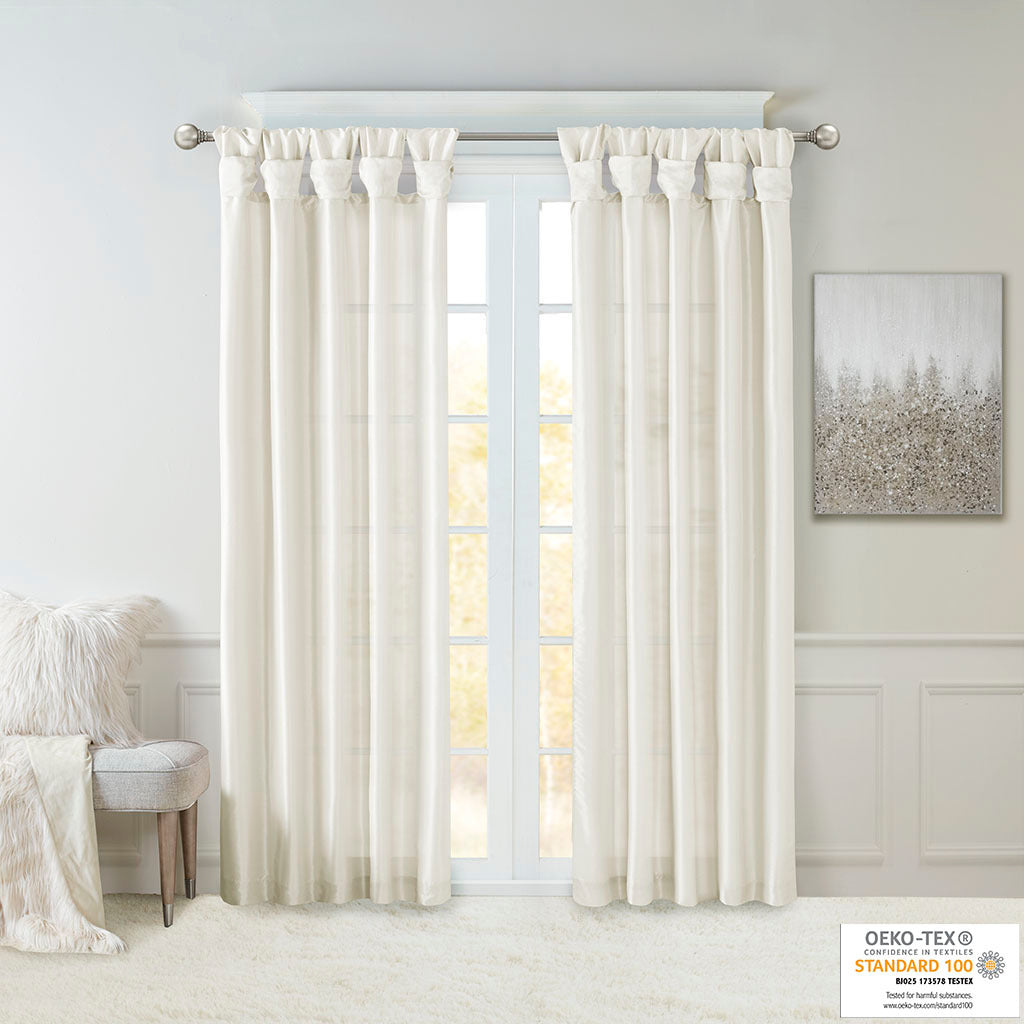 Twist Tab Lined Window Curtain Panel White 50x84, photo 9 of 15