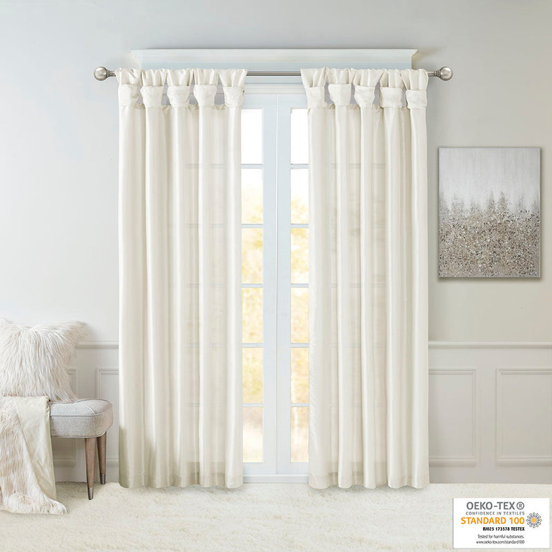 Twist Tab Lined Window Curtain Panel White 50x84, photo 9 of 15