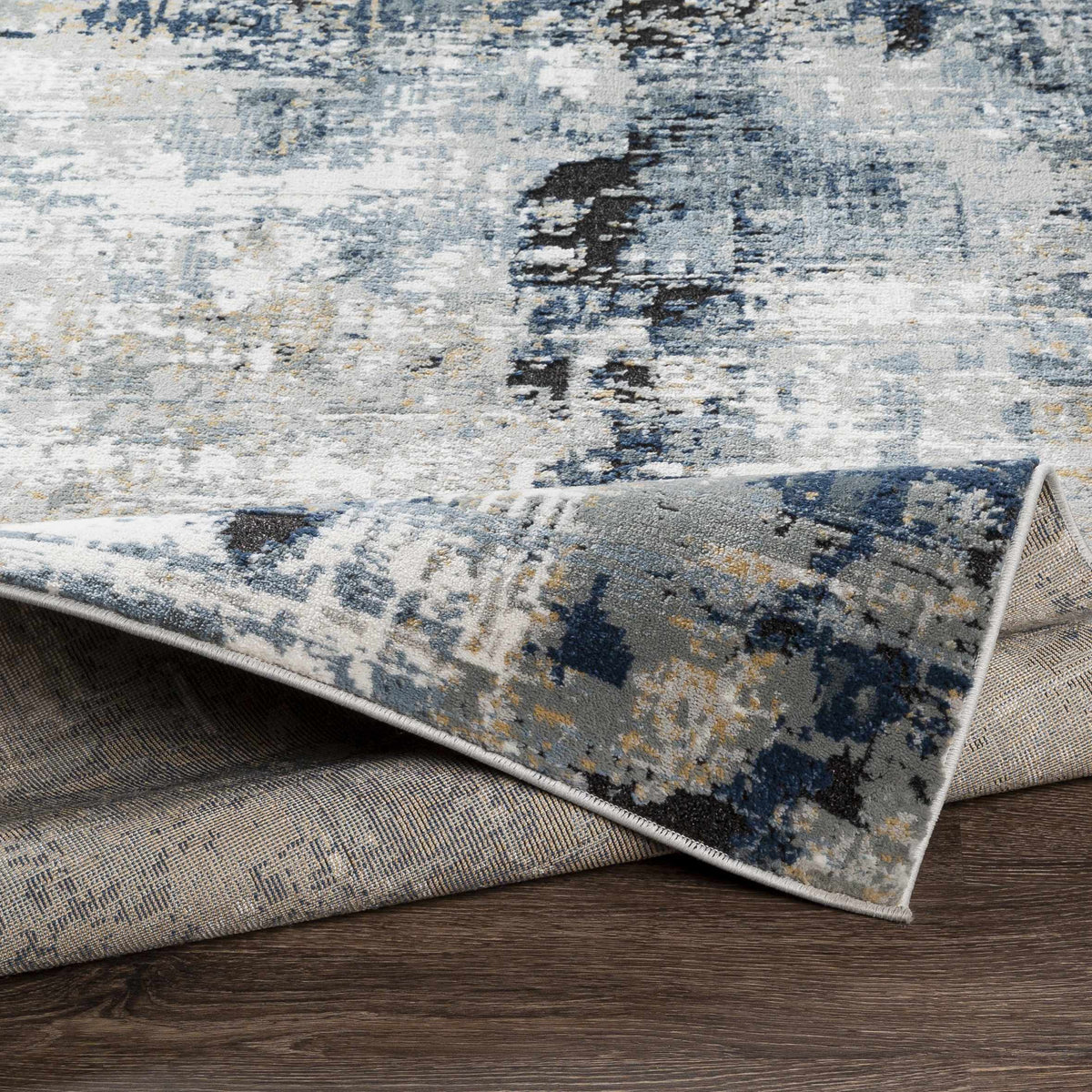 Campsall Gray&Blue Abstract Area Rug, photo 6 of 19