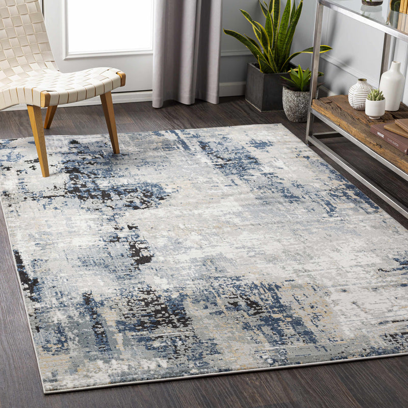 Campsall Gray&Blue Abstract Area Rug