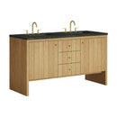 James Martin Hudson 60" Double Bathroom Vanity, Light Natural Oak