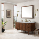 James Martin Amberly 60" Dual Mount Single Bathroom Vanity, Mid-Century Walnut