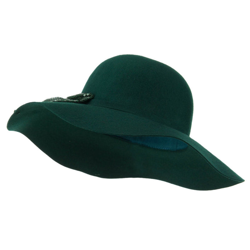 Wool Felt Wide Brim with Big Sequin Bow Hat