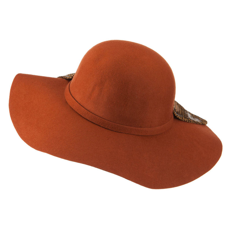 Wool Felt Wide Brim with Big Sequin Bow Hat