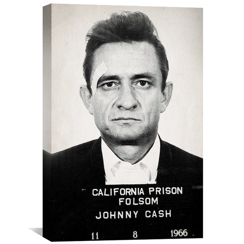 Johnny Cash Mugshot Black Canvas