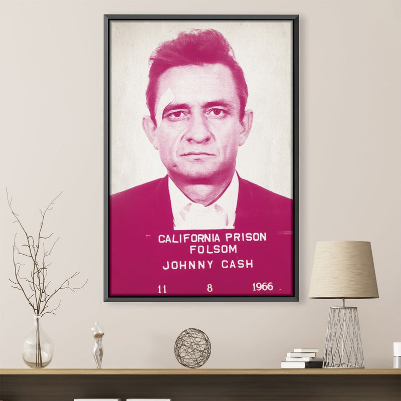 Johnny Cash Mugshot Pink Canvas