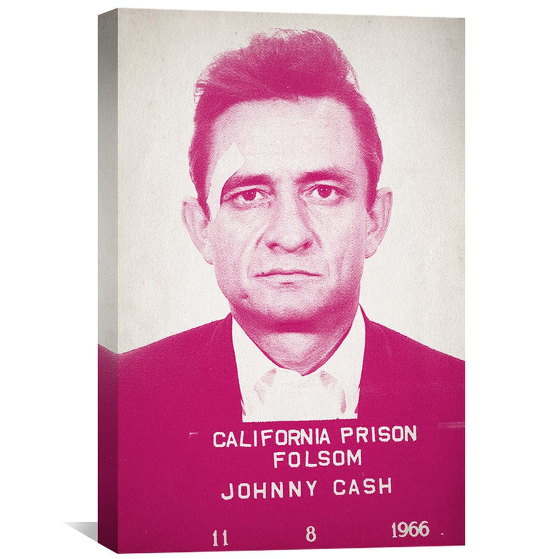 Johnny Cash Mugshot Pink Canvas