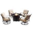 Aluminum 44-in Round Patio Fire Table Set with Swivel Rocking Chairs